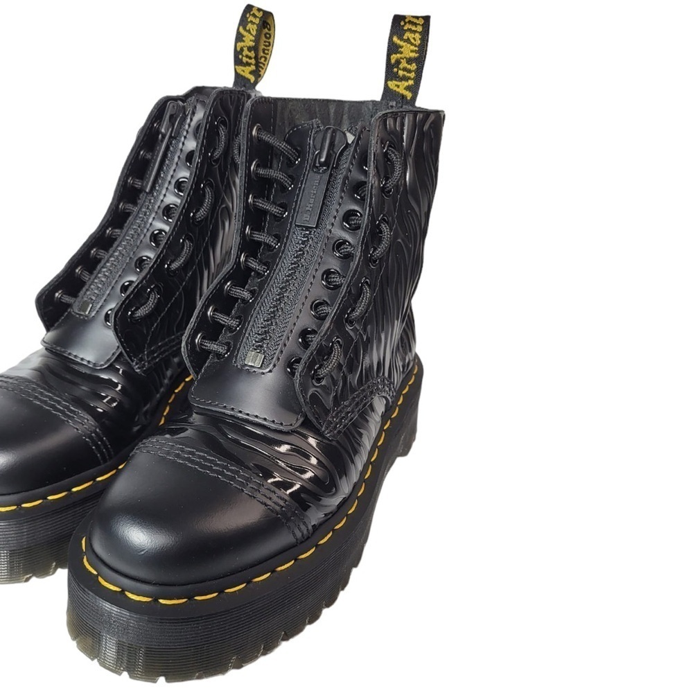 Dr. Martens Sinclair Platform Zebra Embossed Zip Up Lace Closure in Black - Picture 6 of 16